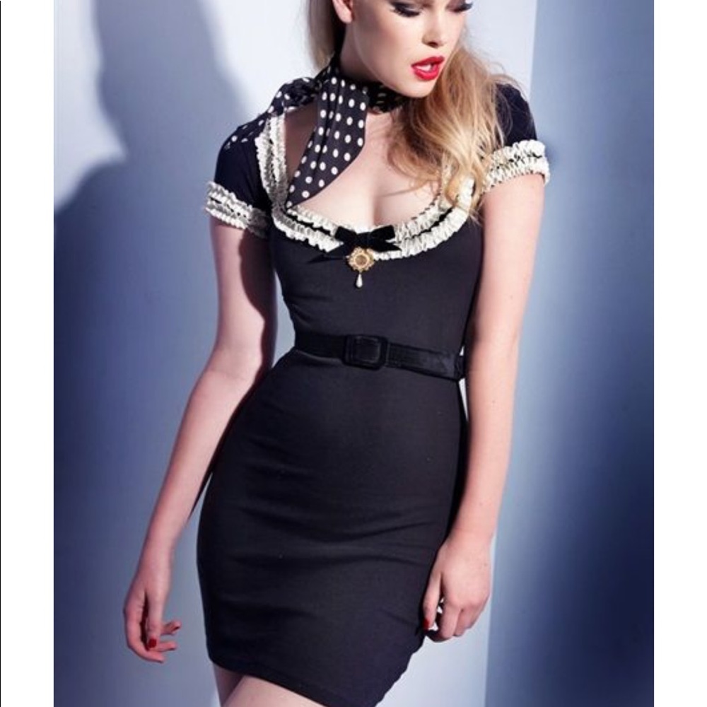 Wheels and Dollbaby black marie Antoinette cake ruffle sheath dress charm sexy
